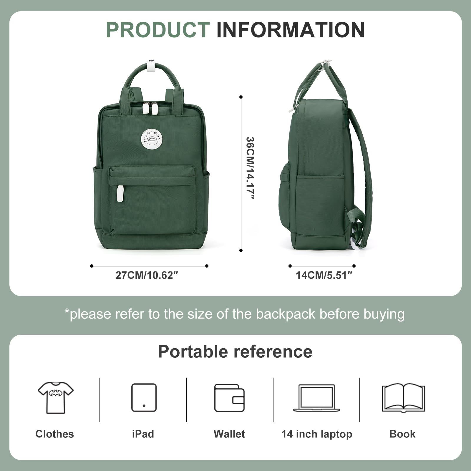 WEPOET Small Backpack For Middle School,Lightweight Casual Daypack 14 inch Laptop Backpacks For Women,Middle School Bag For Teens Girls,Kawaii Bookbags