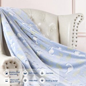 YRIOWMI Luminous Blanket, Dinosaur Blue for Children's Birthday Gift 50"×60"