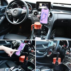 JRing Car Cup Holder Expander with Phone Mount, Cup Holder Cell Phone Holder, Durable Cell for Compatible iPhone Samsung & All Smartphones