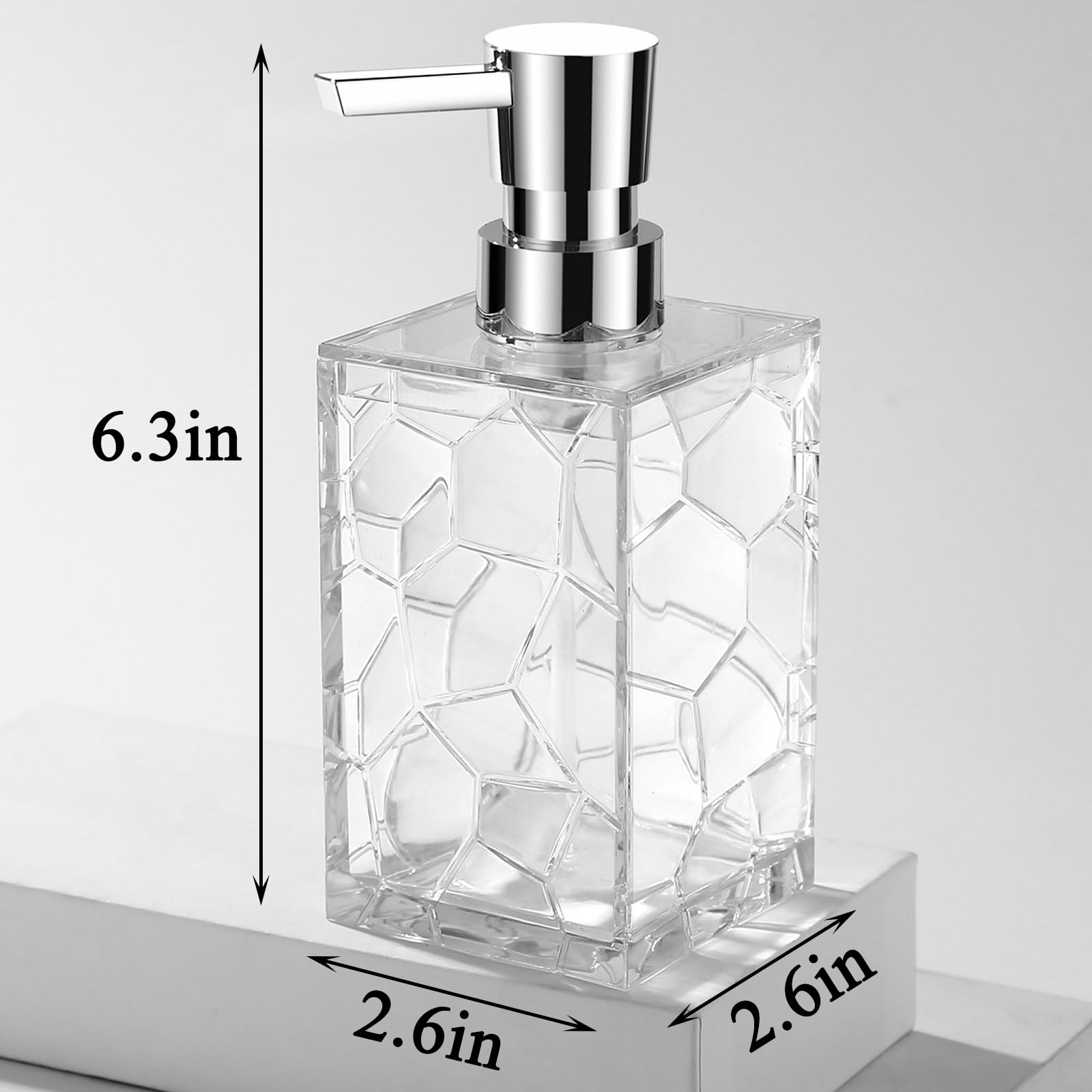 Hand Soap Dispenser, Clear Acrylic Plastic Liquid Pump Bottles Refillable Lotion Dispenser for Bathroom Decor Kitchen College Dorm