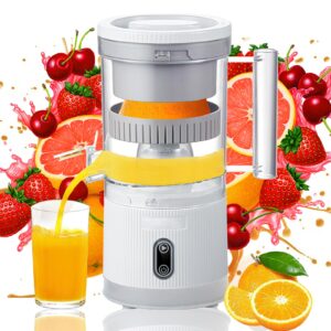 Cornesty Electric Citrus Juicer Squeezer with Pulp Basket, 300ml Juicer Machine for Citrus Orange Lemon Grapefruit, Automatic Citrus Juice with USB Charging, BPA-Free, Easy to Clean (White)