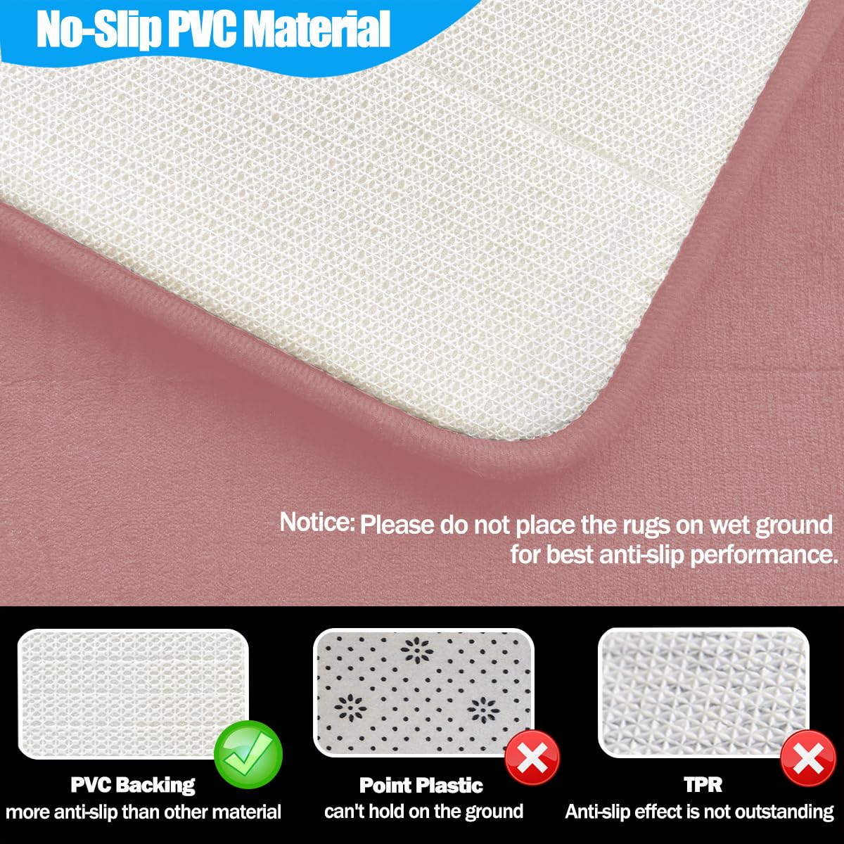 Bathroom Rugs Sets 3 Piece,Memory Foam Bath Mat,Soft Bathroom Rugs,Bathroom Rug Set,Bath Mats for Bathroom Sets,Absorbent Bath Rugs with No Slip PVC Backing Machine Washable,Easy to Dry - Peach Pink