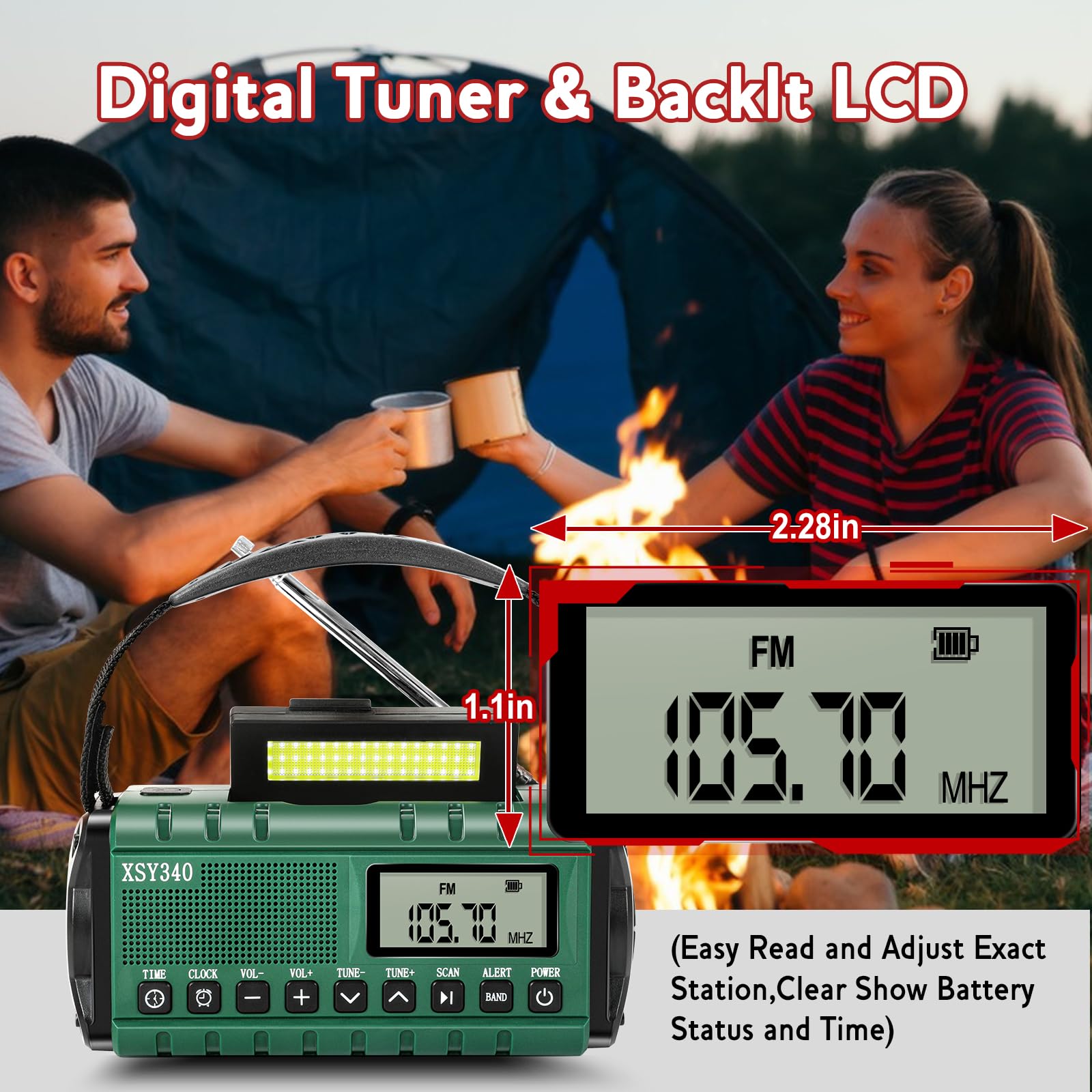 10000mAh Emergency Radio, Solar Charging, Hand Crank, NOAA Weather Alert Radio & Power Bank, SOS, AM/FM/WB & LED Flashlight for Emergency Kit, Type-C Charge, Reading Lamp,Headphone Jack