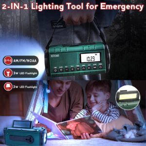 10000mAh Emergency Radio, Solar Charging, Hand Crank, NOAA Weather Alert Radio & Power Bank, SOS, AM/FM/WB & LED Flashlight for Emergency Kit, Type-C Charge, Reading Lamp,Headphone Jack