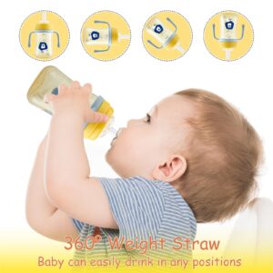 Sippy Cup for Baby Months 6+, Non Spill Cup for Toddlers, Baby Straw Cup with Handles, Spill-Proof, Leak-Proof Soft Spout Cup 240ml/8oz, with 3 Types Silicone Spouts, BPA Free (Blue)