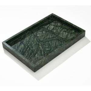 procida 100% natural marble vanity tray green marble stone organizer tray for bathroom kitchen dresser perfume, non-resin, non-ceramic, thickened & strengthened material, 12"x8"