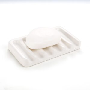 soap dish, ceramic self draining soap holder, beige bar soap holder for shower, soap dishes for bathroom, easy to clean keeps soap dry, antis's home