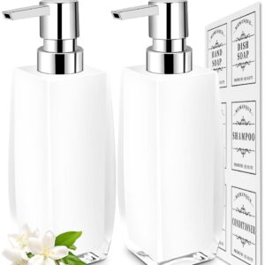 Memanque White Soap Dispenser Bathroom,2 Pack Kitchen Hand and Dish Soap Dispenser Set, Bathroom Soap and Lotion Dispenser,Refillable Liquid Soap Dispenser