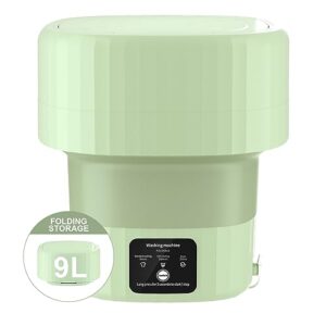 yanpoake foldable portable washing machine and spin dryer 9l compact mini washer for baby clothes underwear laundry apartment rv travel camping, green