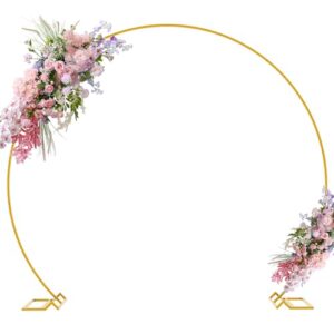 putros 8ft gold round backdrop stand metal circle balloon arch frame wedding arch for ceremony birthday party anniversary bridal graduation decoration