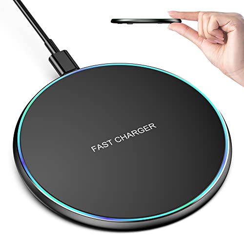 Wireless Charger Compatible with iPhone 15 14 13 12 11 Pro Max/Mini/Plus/XR/X/8, 15W Max Fast Wireless Charging Pad Mat for Samsung Galaxy S23/S22/S21/S20/S10, Galaxy Buds