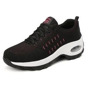 lymeral womens walking shoes slip on sock sneakers, wide width, lightweight, air cushion, black, 9