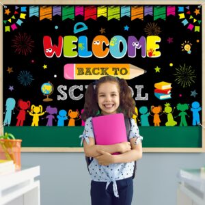 Welcome Back to School Backdrop Banner Decorations, Large Fabric Welcome Back to School Bulletin Board Decorations, Welcome Back to School Photo Booth Background Wall Decorations, 72.8 x 43.3 Inch