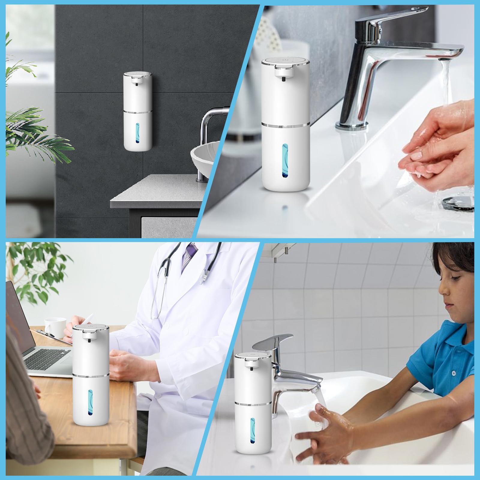 Automatic Sensor Liquid Soap Dispenser, Dmyond 12.8OZ Touchless Hand Soap Dispenser, Wall Mount Soap Dispenser for Bathroom Kitchen, 4 Gear Liquid Adjustable & USB Rechargeable