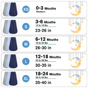 BSTOPPT 3P Baby Sleep Sack 6-12 Months All Season Baby Sleeping Bag 2-Way Zipper Toddler Wearable Blankets..