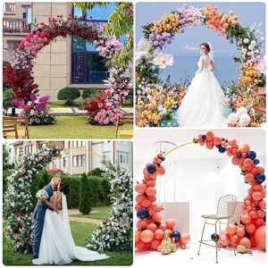 Asee'm 8.5FT Gold Large Wedding Arch Round Backdrop Stand Circle Metal Floral Balloon Frame for Party Anniversary Birthday Graduation Valentine Ceremony Decorations