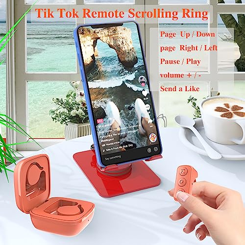 Vekesen TikTok Scrolling Ring Remote Control Kindle App Page Turner Bluetooth Camera Video Recording Remote TIK Tok Scrolling Ring for iPhone, iPad, iOS, Android (D01, Orange)