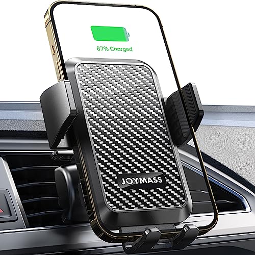 Wireless Car Charger, JOYMASS 15W Fast Charging Auto Clamping Car Charger Cell Phone Holder Mount Vent for iPhone 15 14 13 12 Mini Pro Max 11 XR XS X, Samsung Galaxy S23 Ultra S22 S21+ Note 20, etc