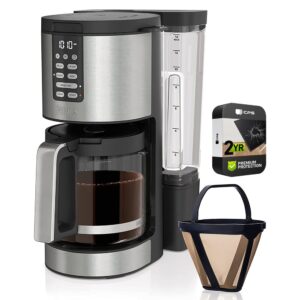 ninja dcm201 14 cup programmable coffee maker xl pro (renewed) bundle with 2 yr cps enhanced protection pack