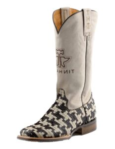tin haul women's houndstooth western boot broad square toe multi 8 m us