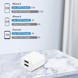 3Pack USB Charger Block, IRIRIKI 2.1A Dual Port USB Wall Charger Plug Power Adapter Fast Charging Block Cube Brick Box for iPhone 14 13 12 11 Pro Max XS XR X 8 7 6 6S SE, Samsung, LG, Android