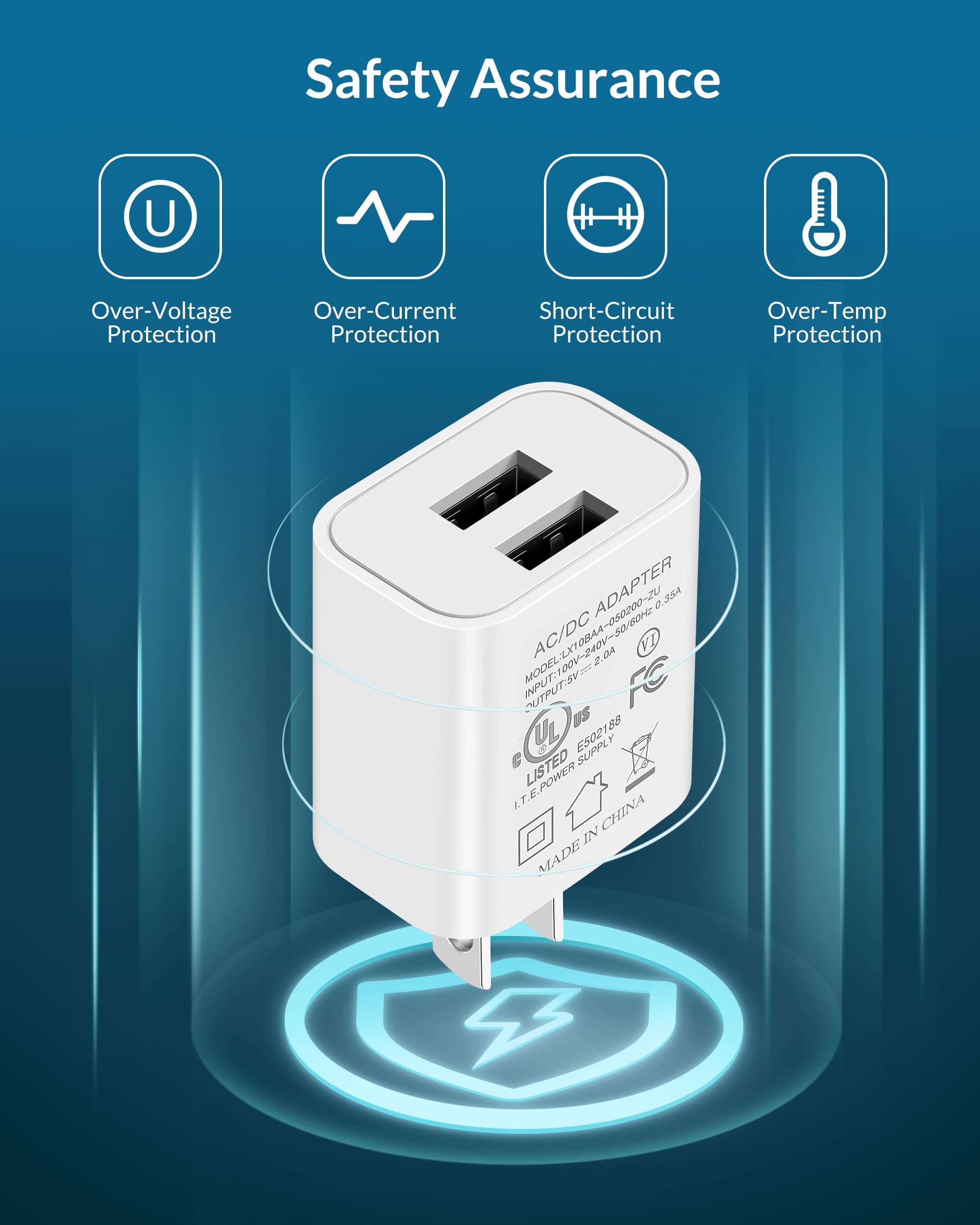 3Pack USB Charger Block, IRIRIKI 2.1A Dual Port USB Wall Charger Plug Power Adapter Fast Charging Block Cube Brick Box for iPhone 14 13 12 11 Pro Max XS XR X 8 7 6 6S SE, Samsung, LG, Android