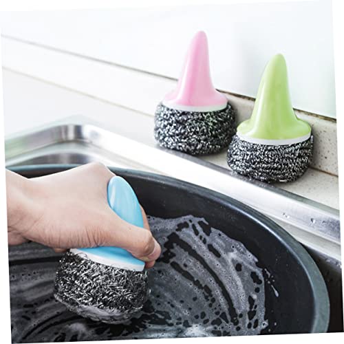 JEWEDECO Kitchen Dish Household Scrubber Flexible Scrub Brush Dish Cleaning Scrubber Steel Wool Scrubbers Heavy Duty Scouring Pads Laundry Brush Stainless Steel Scrubber Sink Sponge