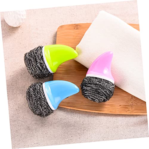 JEWEDECO Kitchen Dish Household Scrubber Flexible Scrub Brush Dish Cleaning Scrubber Steel Wool Scrubbers Heavy Duty Scouring Pads Laundry Brush Stainless Steel Scrubber Sink Sponge