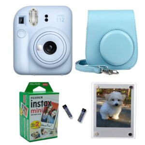 fujifilm instax mini 12 instant camera + pro design protective case & magnetic lucite frames, 20 sheets (pastel blue)