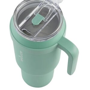 REDUCE 50 oz Mug Tumbler with Handle & Straw - Stainless Steel with Sip-It-Your-Way Lid - Keeps Water Cold up to 50 Hours - SweatProof, Dishwasher Safe, BPA Free - 2 Pack, Green / Beige