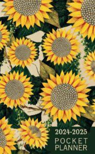 2024-2025 pocket planner: small 2-year monthly agenda for purse or bag - sunflower cover