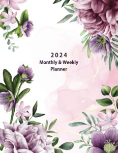 2024 monthly & weekly planner: large 12 months calendar with federal holidays from january to december 2024. floral cover.
