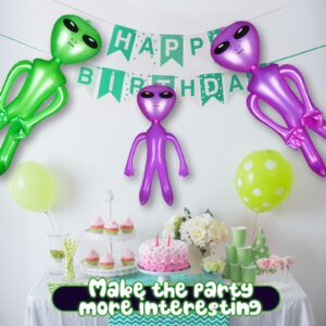 Honoson 6 Pcs Giant Inflate Alien, 67 inch 35 Inch 18 Inch Jumbo Alien Blow up Alien Green Purple Balloons Inflatable Alien Doll Toy for Halloween Birthday Alien Theme Party Decor Supplies