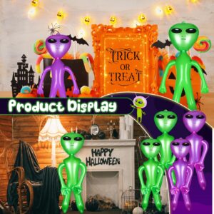 Honoson 6 Pcs Giant Inflate Alien, 67 inch 35 Inch 18 Inch Jumbo Alien Blow up Alien Green Purple Balloons Inflatable Alien Doll Toy for Halloween Birthday Alien Theme Party Decor Supplies