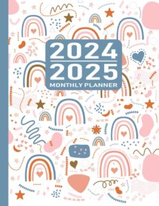2024-2025 monthly planner: 2 year from january 2024 to december 2025, with rainbow design