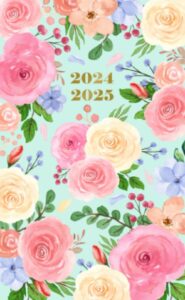 2024-2025: 24 months monthly planner pocket size for 2 years from january to december includes federal holidays | small appointment notebook for easy scheduling on-the-go with rose flowers
