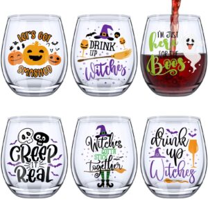 skylety 6 pcs graduation wine glasses gifts stemless wine glass class of 2024 graduation party drink wine fun glasses party favors for graduation party supplies table decorations(festival style)
