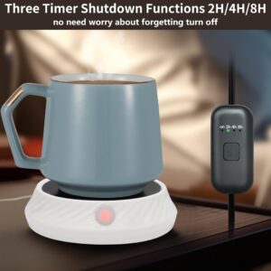 Electric Coffee Mug Warmer, Coffee Warmer for Desk 3 Timing Settings with Auto Shut Off，Home Candle Warmer for Heating Coffee, Beverage, Milk, Tea and Hot Chocolate Gifts for Mom (No Cup)…