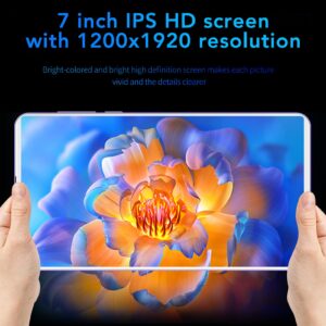 7 inch Tablet, 1200X1920 HD IPS Display, 8-Core Processor, 4GB RAM 32GB ROM, 2.4G 5G Dual Band WiFi, Smart Touch Tablet PC with 6000mAh Long Lasting Battery, Gold Color (US Plug)