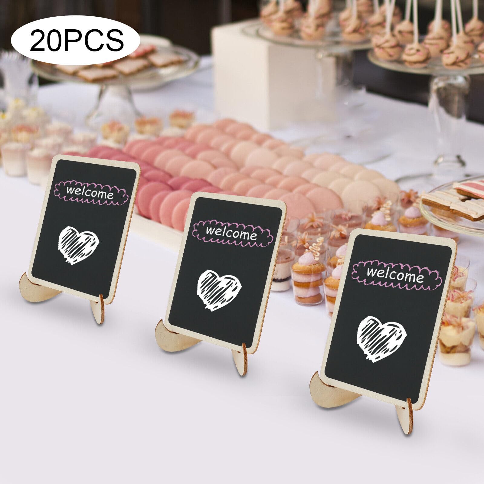 20 Pcs Mini Chalkboard Signs Small Chalkboard Labels w/Easel Stand,Chalkboard Place Cards,Table Numbers,Food Labels for Party Buffet,Weddings,Special Events