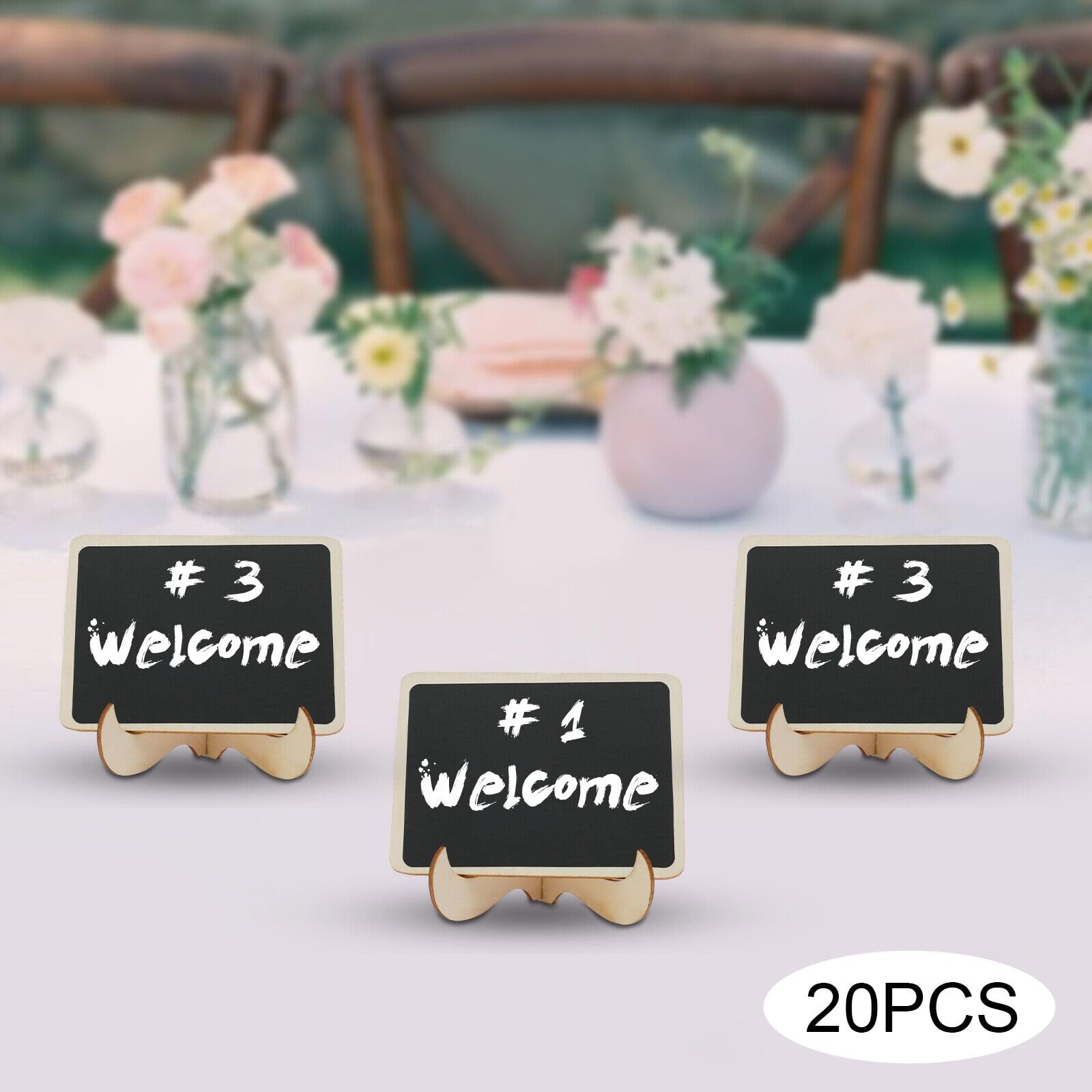 20 Pcs Mini Chalkboard Signs Small Chalkboard Labels w/Easel Stand,Chalkboard Place Cards,Table Numbers,Food Labels for Party Buffet,Weddings,Special Events