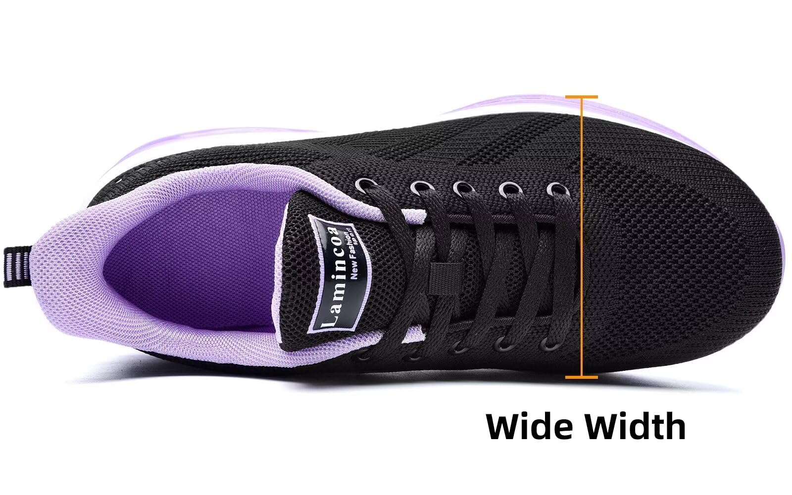 Wide Width Womens Sneakers Air Cushion Running Shoes Walking Tennis Shoes for Women Black-Purple