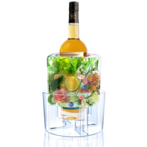 ice molds, ice bucket, ice mold wine bottle chiller, diy champagne cocktails clear bucket freezer chiller, any floral or fruits decoration for party, wedding and celebration, beautiful with creative