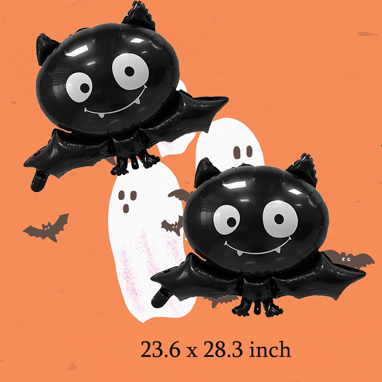 Halloween Party Balloons, 6PCS Large Halloween Ghost Foil Balloons Black Bat Mylar Balloons for Kids Halloween Props Halloween Birthday Party Decorations Supplies