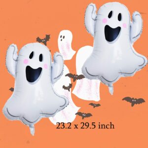 Halloween Party Balloons, 6PCS Large Halloween Ghost Foil Balloons Black Bat Mylar Balloons for Kids Halloween Props Halloween Birthday Party Decorations Supplies