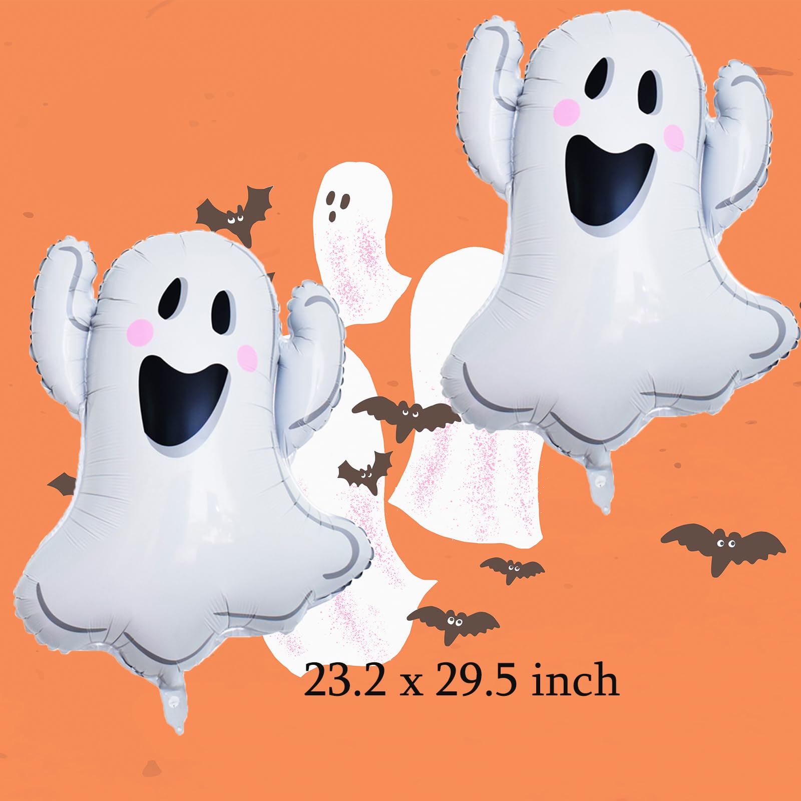 Halloween Party Balloons, 6PCS Large Halloween Ghost Foil Balloons Black Bat Mylar Balloons for Kids Halloween Props Halloween Birthday Party Decorations Supplies