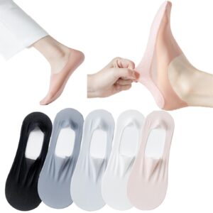 anidl 5 pairs invisible ice silk breathable socks,no show socks womens ultra low cut liner socks non slip hidden for flats boat (multicolor-2)