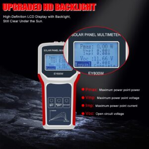 KAOLALI Solar Panel Tester EY800W Upgraded Multimeter LCD Display MPPT Tester for Photovoltaic Panel with Power Protection and Multifunction LCD Screen