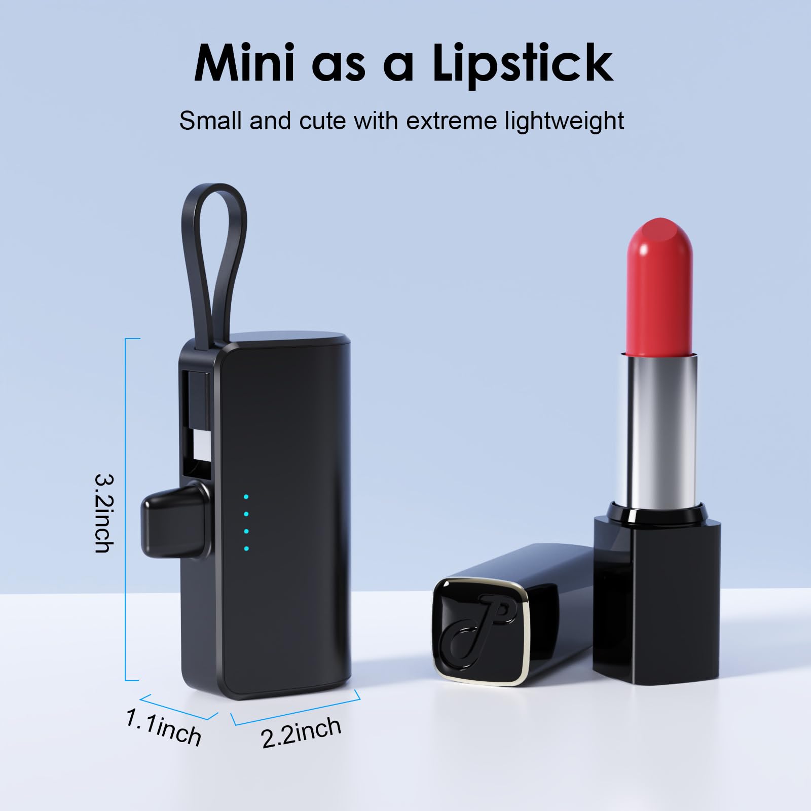 Mini Portable Charger Power Bank for iPhone,[2024 Upgraded] 5200mAh PD Battery Pack Built-in USB C Cable,Backup Charger Compatible with iPhone 15/14/14 Plus/14 Pro Max /13/12/11/XR/8/7/6,Android etc