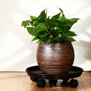 5 Packs Extra-large Plant Caddy with Wheels 15" Rolling Plant Stands Heavy-duty Plant Dolly Plastic Planter Roller Base Pot Movers Plant Saucer on Wheels Indoor Outdoor Plant Tray Coaster, Matte Black